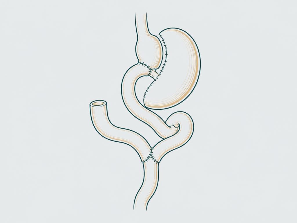 Ilustración anatómica de bypass gástrico